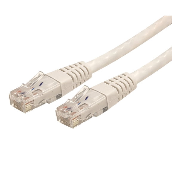 StarTech 4ft CAT6 Ethernet Cable - White CAT 6 Gigabit Ethernet Wire -250Mhz 100W PoE RJ45 UTP Molded Network Patch Cord with Strain Relief (C6PATCH4WH)