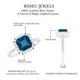 thumbnail image 5 of Rosec Jewels London Blue Topaz Halo Engagement Ring with Diamond - Asscher Cut Ring - AAA Grade Certified - With Jewelry Box, 925 Sterling Silver, US 9.50, 5 of 8