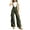 Green, variant on Vintage Cargo Button Pocket Long Jumpsuits for Women Crew Neck Sleeveless Western Style Overalls