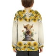 thumbnail image 4 of Xoenoiee Hooded Sweater for Kids Pull-Over Hoodies Long Sleeve Tops Cosy Playwear with Kangaroo Pocket, Retro Sunflower Daisy Butterfly Highland Cattle Pattern, M, 4 of 7