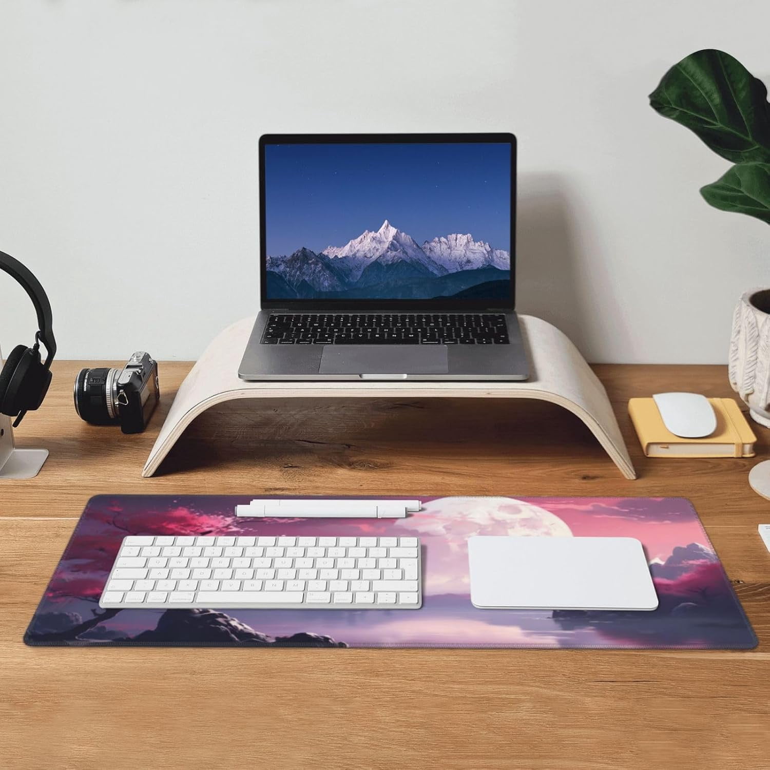 PCS Watercolor Japanese Large Gaming Mouse Pad,Japanese Mouse Pad 31.5 x 11.8 in Mat Desk Pad,Large Desk Mat,Extended Keyboard Mousepad with Non-Slip Base and Stitched Edge for Desk Home Office