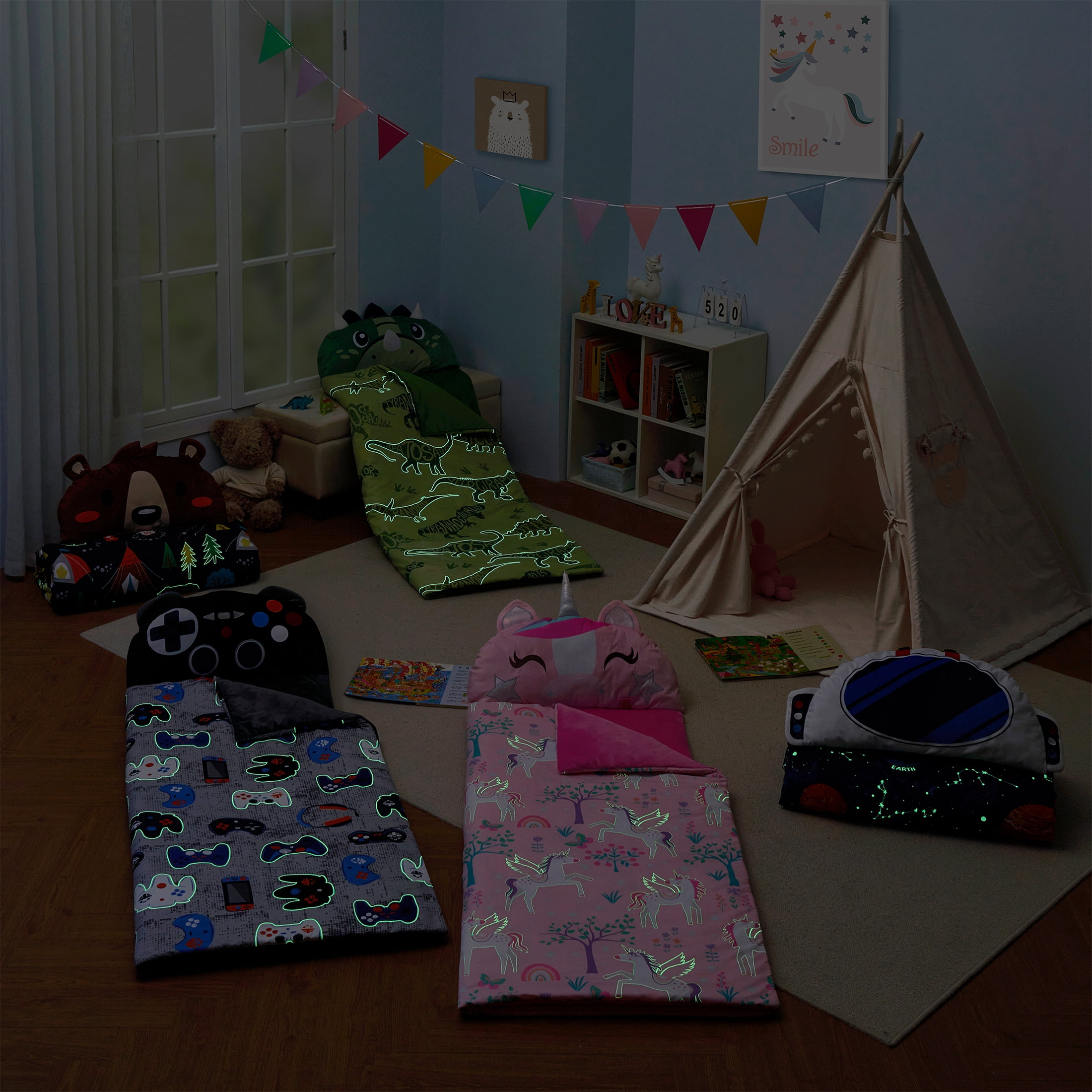 Your Zone Pink Unicorn Glow in the Dark Child's Nap Mat, 24" x 70"