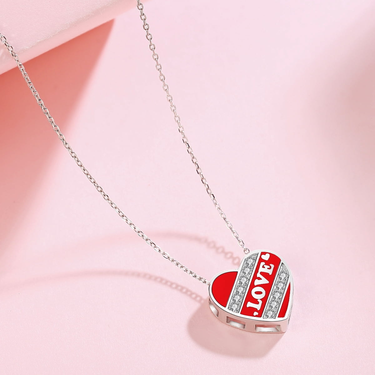925 Sterling Silver 5A CZ Diamond Enamel Pendant Necklace for Women, Mother's Day