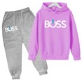 thumbnail image 3 of Ropa para niños Sudadera con capucha multicolor roja y rosa para niños y niñas Sudadera + Pantalones 2P Conjunto deportivo para correr de belleza informal y encantador para niñas, 3 of 5