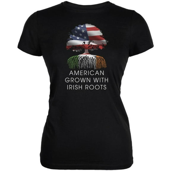 4th of July American Roots Black Juniors Soft T-Shirt - Large