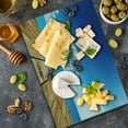 thumbnail image 5 of Landscape Cutting Board, Seascape View from Pier Under Cloudy Vivid Summer Sky Beach Theme Print, Decorative Tempered Glass Cutting and Serving Board, Large Size, Blue White Brown, by Ambesonne, 5 of 5