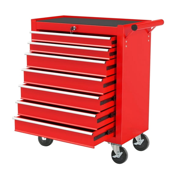 HYCHIKA Rolling Tool Chest with 7-Drawer Tool Box with Wheels Multifunctional Tool Cart Mechanic Tool Storage Cabinet for Garage, Warehouse, Workshop, Repair Shop