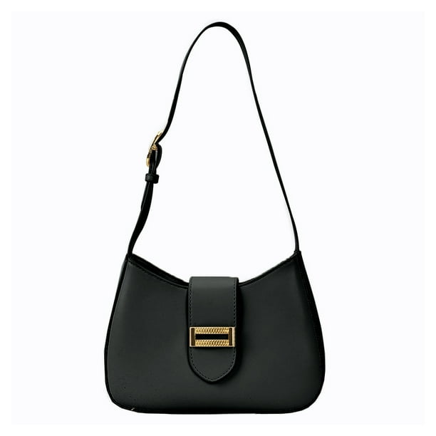 Bolso jiaozi de diseño de nicho nuevo de PU para otoño e invierno, bolso de hombro para uso diario, bolso debajo del brazo, negro