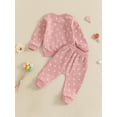 thumbnail image 6 of Baby Toddler Girls Floral Outfit,0 3 6 12 18 24 Months Long Sleeve Crew Neck Sweatshirt with Elastic Waist Sweatpants 2-piece Clothing Set, 6 of 9