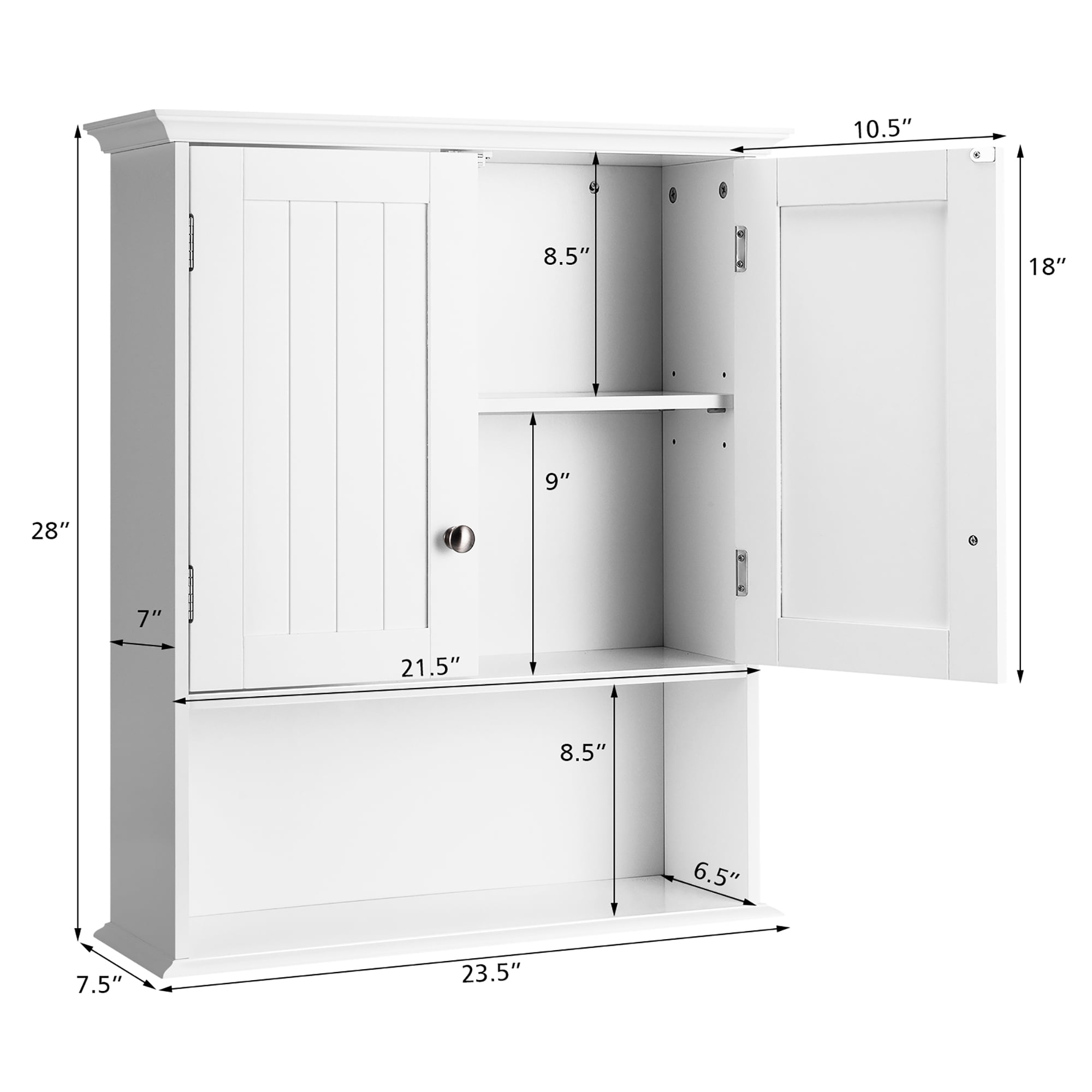 Buy Costway Wall Mount Bathroom Cabinet Storage Organizer Medicine Cabinet  with 2-Doors and 1- Shelf Cottage Collection Wall Cabinet by Costway on Dot  & Bo