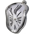 thumbnail image 1 of Reloj derretido, reloj derretido para decoración en casa, oficina, estante, mesa de escritorio, regalo creativo divertido, plata Roma, 1 of 5