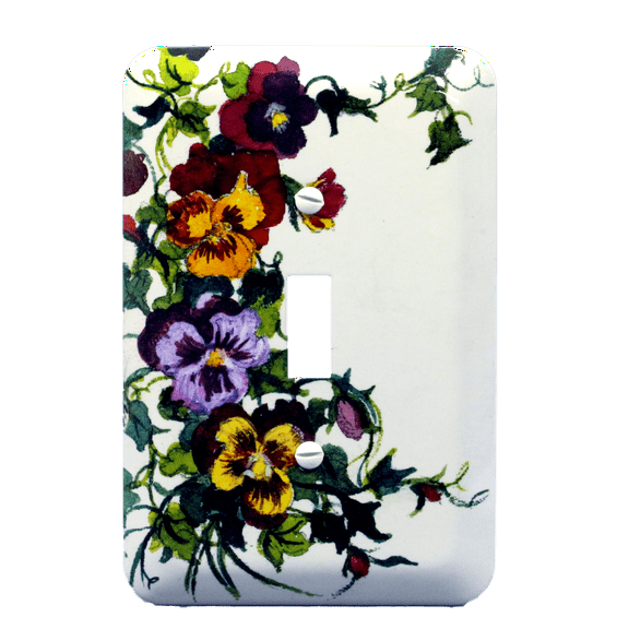 Leviton 89001-VIN Metal Toggle Switch Wallplate Switchplate, 1-Gang, Flower Vine Design