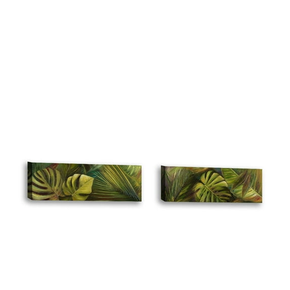 Set of 2 - Green for Ever II - Contemporary Fine Art Giclee on Canvas Gallery Wrap - wall décor - Art painting - 24 x 8 Inch - Ready to Hang