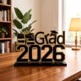 thumbnail image 4 of Grad 2026 Tabletop Decor - Black & Gold Graduation Sign with Cap, 2026 Graduation Party Centerpiece, Perfect Gift for Graduates, 4 of 5