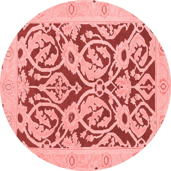 Ahgly Company Machine Washable Indoor Round Abstract Red Modern Area Rugs, 4' Round