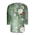 thumbnail image 6 of JTZGDY Womens Plus Size Tops Casual 3/4 Sleeve Shirts Square Neck Cute Summer Floral Tops Trendy Loose Blouses Soft Comfy Three Quarter Length Oversized Crewneck Tees Army Green L, 6 of 6