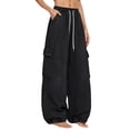 thumbnail image 2 of Delayuji Baggy Cargo Pants For Women Wide Leg Pants High Waisted Elastic Casual Pants Spring, 2 of 5
