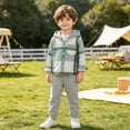thumbnail image 5 of Fengqque 2Pcs Boys Clothes Sweatsuit Set Hoodie Cotton Plaid Long Sleeve Shirt and Jogger Pants for Kids Fall Winter Spring Outfits Multicolor-F 3-6 Months(3-6 Months), 5 of 6