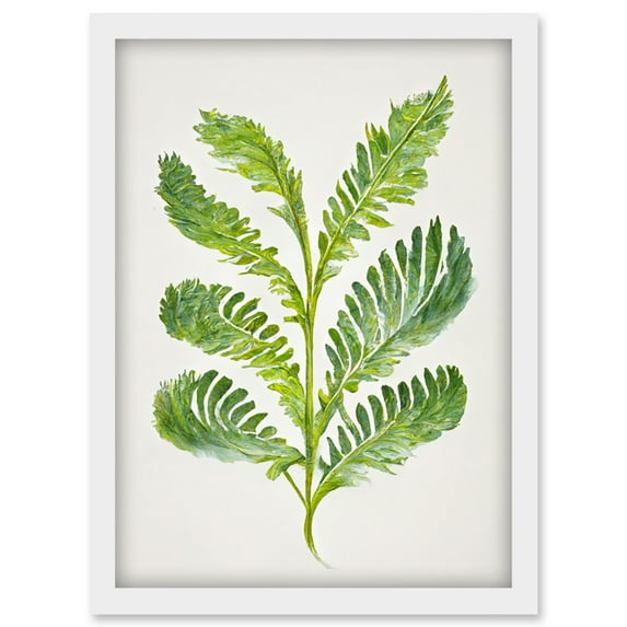 Royal Fern Leaf Modern Watercolour Botanical Artwork Framed Wall Art Print A4