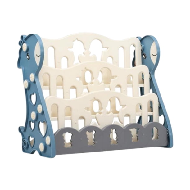 Estantería infantil, requiere montaje, estanterías resistentes, soporte para libros ilustrados para habitaciones de niños y niñas, salas de juegos, ha azul 3 niveles