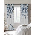 thumbnail image 2 of Navy Blue Eucalyptus Blackout Curtains 90 Inch Length 2 Panels Set for Living Room Bedroom, Watercolor Spring Weeping Botanical Privacy Window Treatment Thermal Insulated Black Out Drapes 52"x90", 2 of 8
