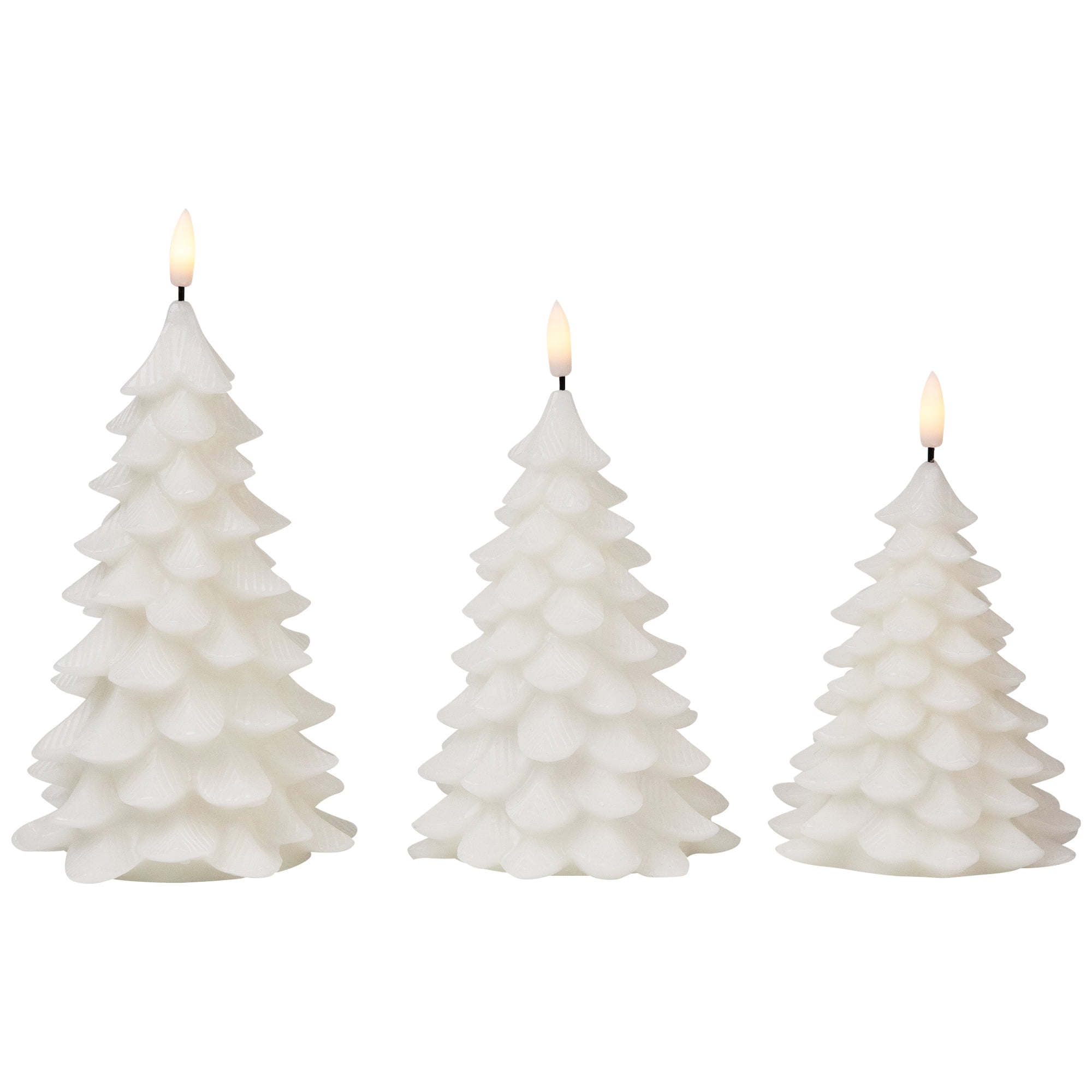 Northlight Flickering Flameless LED Christmas Tree Wax Candles - 7.25" - White - Set of 3