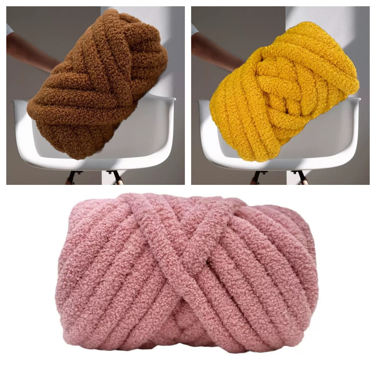 Mictong hand woven coarse yarn, 500g thick hand woven yarn, soft polyester hand woven yarn and blanket yarn, suitable for DIY projects with coarse craft yarn, 1 piece, Light purple
