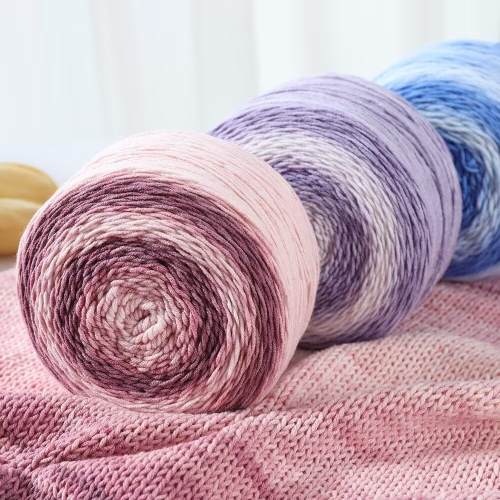Firefly Hope 400g Ultra-Soft Cotton-Acrylic Blend Yarn, Gradient Variegated Color-Changing Knitting & Crochet Yarn for Scarves/Shawls/Blankets/Craft Projects, Purple Red