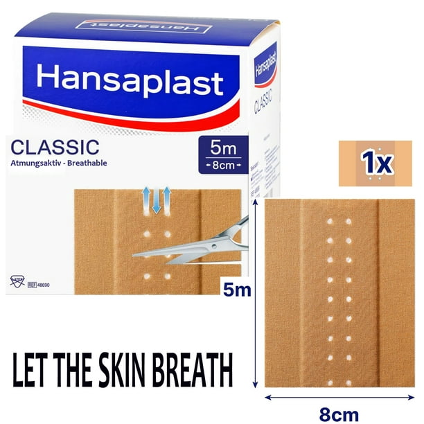 Verschrikkelijk Blauw Vegetatie Hansaplast Classic Breathable Plaster (5m x 8cm) Cut to Size Wound Bandage  Material - Walmart.com