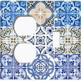 thumbnail image 4 of Metal Light Switch Plate Cover Colorful Fancy Tile Pattern Collage TIL009, 4 of 13
