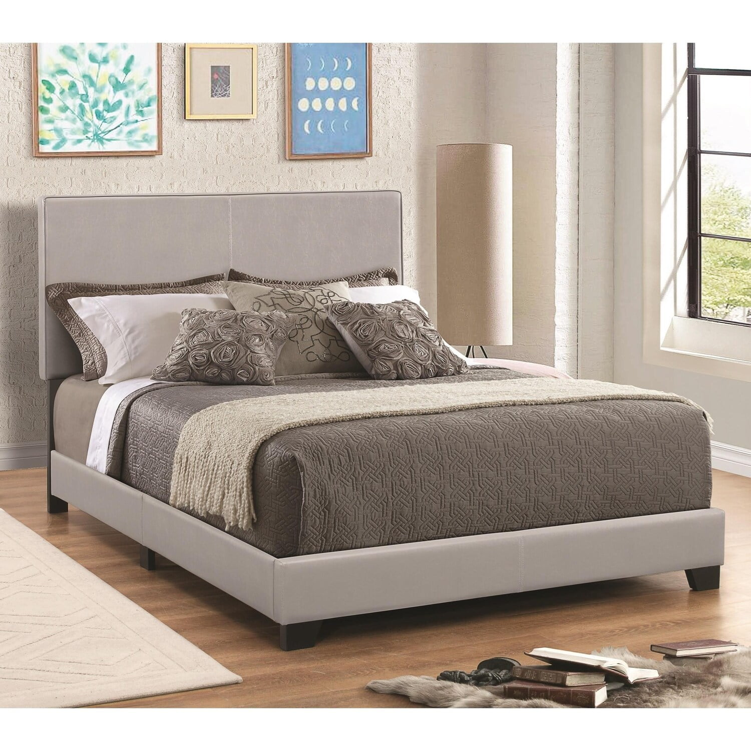Benzara Leather Upholstered California, King Size Bed Nebraska Furniture Mart