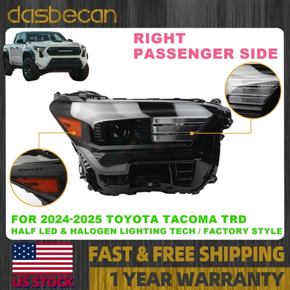 Dasbecan Right Passenger Side Headlight Assembly For Toyota Tacoma 2024-2025 81110-AK010 81110AK010