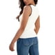 thumbnail image 3 of ATHLECHIC Camisetas de punto acanalado para mujer, con bloque de color, ajustadas, de cuello redondo, chalecos de verano casuales, S Blanco Negro, 3 of 5
