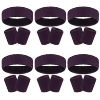 18 Pcs Sweatbands Headband Wristband Set Colorful Striped Terry Cloth Sports Athletic Gym 80s Sweat Headbands Wrist Bands (Purple)