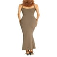 thumbnail image 4 of Robe Crayon Décontractée Sans Manches Longue Bodycon Maxi Col Rond Caramel L, 4 of 7