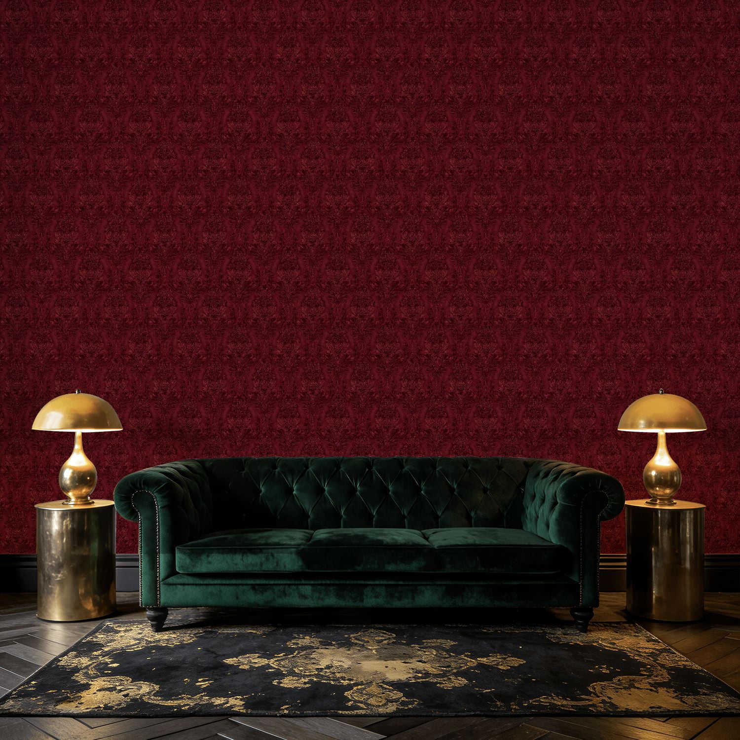 Peel and Stick Wallpaper Baroque Elegant Burgundy Damask Vintage Floral Design Wall Mural 23.6in x 9.8ft Self Adhesive Removable Wall Paper Renter Friendly Wallpaper for Nursery Bedroom Cabinets