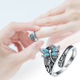thumbnail image 5 of Rings for Women S925 Sterling Silver Turquoise /Butterfly Spoon Vintage Bohemian Sunflower Thumb Oxidized Wrap Style Antique Floral Jewelry Mother's Day Valentine's Day Ring Gifts, 5 of 5