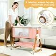 thumbnail image 4 of kmaier Baby Bassinet Sleeper, 3 in 1 Foldable Portable Crib with Breathable Net and Wheels - Pink, 4 of 7