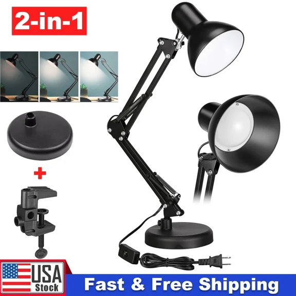 LED Desk Lamp Adjustable Swing Arm Lamp with Clamp Eye-Caring Reading Desk Light