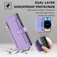 thumbnail image 6 of Zipper Wallet Case for Google Pixel 7, Crossbody Lanyard Shoulder Strap & Wrist Hand Strap Handbag Cover, Premium Leather 6 Card Slots Holder Kickstand Magnetic Flip Folio Case,Purple, 6 of 6