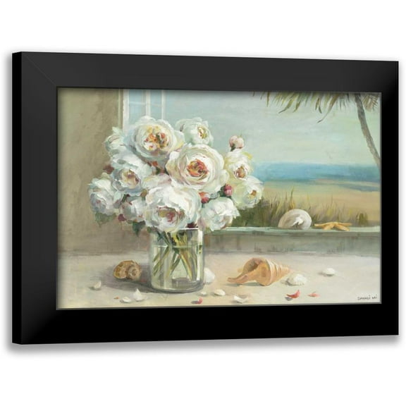 Nai, Danhui 14x11 Black Modern Framed Museum Art Print Titled - Coastal Roses v.2