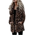 thumbnail image 2 of Levmjia Winter Coat for Women 2023 Trendy Fleece Jacket Fashion Leopard Printing Long Sleeve Open Front Loose Outerwear Blouse Coat Tops, 2 of 8