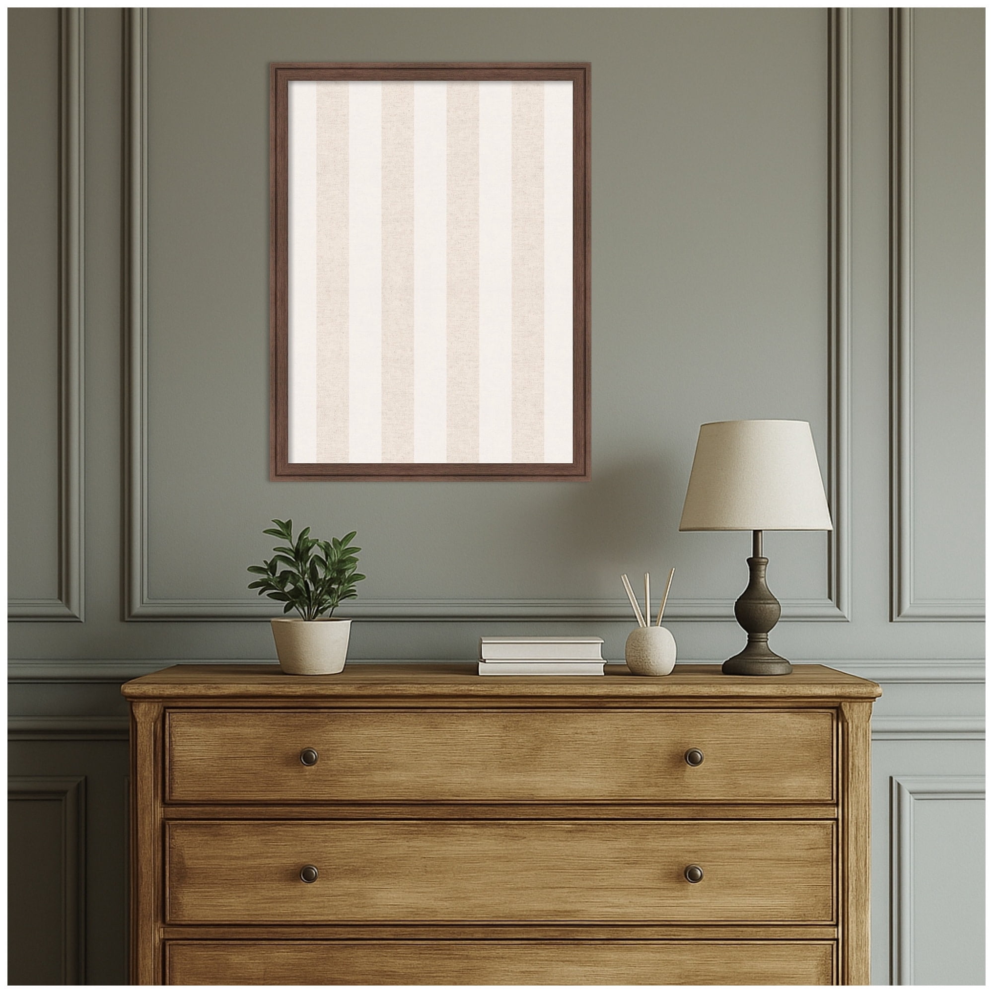 Kate and Laurel Framed Fabric Pinboard 20 x 26,  Printed Linen Classic Bulletin Board for Use as a Vision Board or Wall Organization, Florence Medium Brown Frame