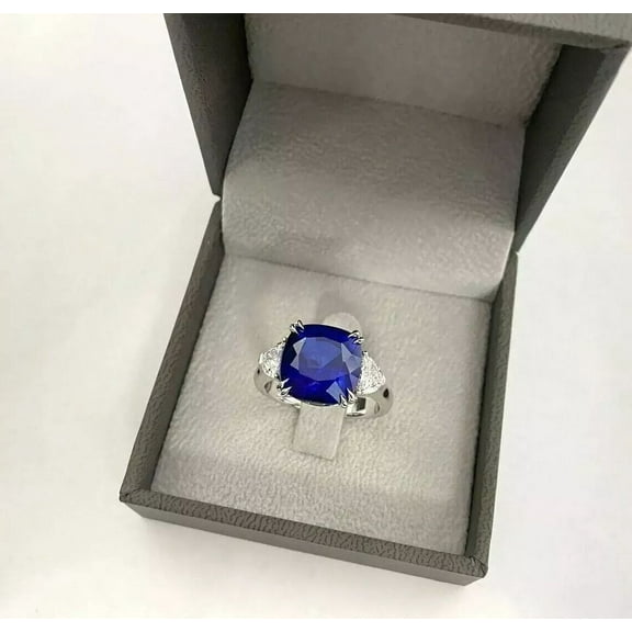 925 Sterling Silver Certified Natural Blue Sapphire Handmade Ring Gift For Her