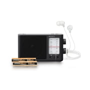 Sony ICF506 Portable Radio with AA (4-pack) with Wired In-Ear Earbud Headphones and Radio Accessory Bundle (3 Items)