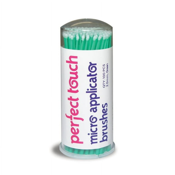 Dental Creations Perfect Touch Micro Applicator Brushes - Green - Regular 2.0mm - 4 Tubes of 100
