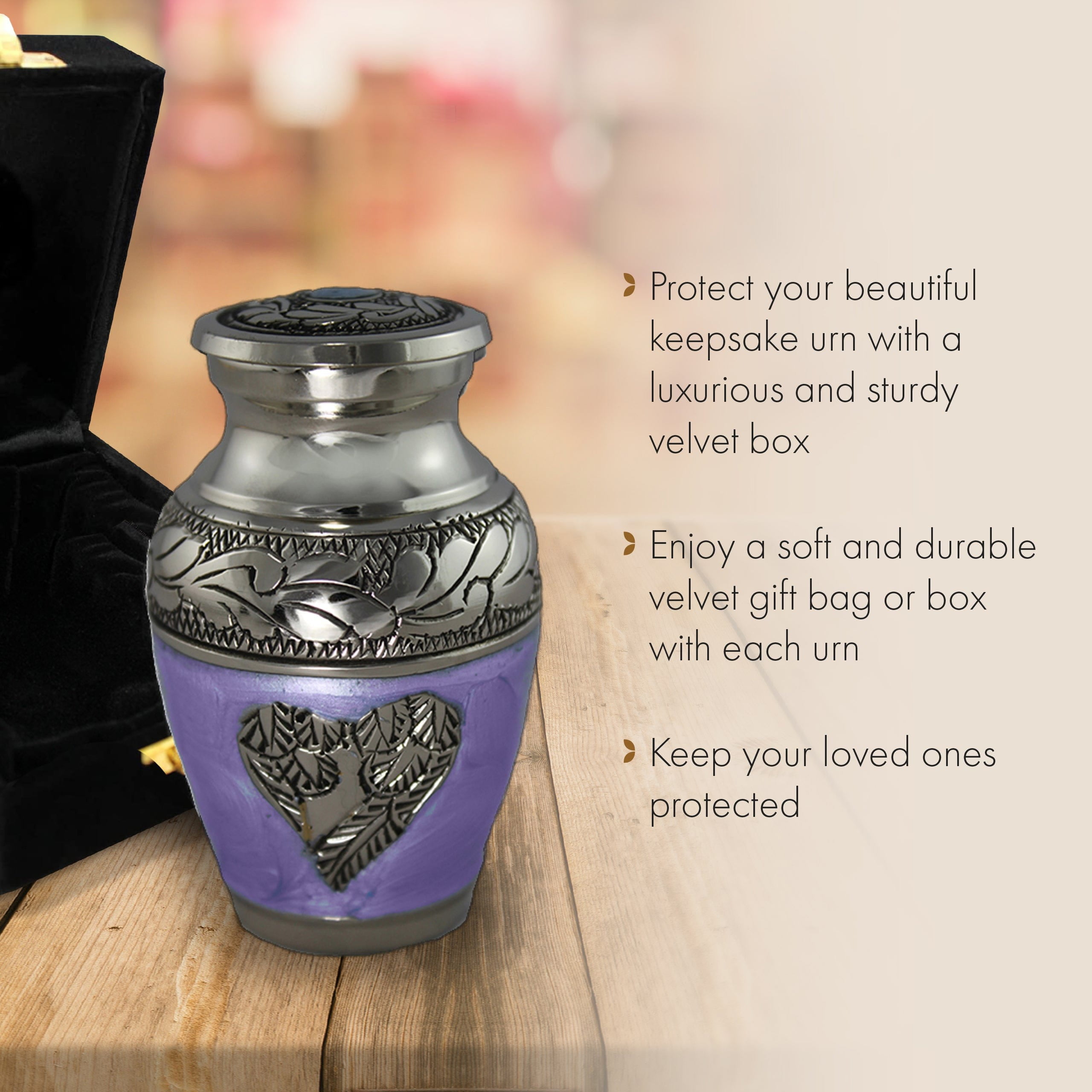 Purple Loving Angel Urns for Cremation Ashes Large Urn XL or Small