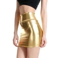 thumbnail image 4 of LELINTA Womens High Waist Solid Bright Slim Hip Skirt Shiny Metallic Liquid Short Mini Skirt, 4 of 8