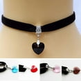 thumbnail image 2 of Opolski Gothic Handmade Shiny Love Heart Rhinestone Pendant Choker Short Necklace Red, 2 of 8