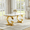 Gold White Table, variant on 70" Rectangular Tempered Glass Dining Table with Double-G Stainless Steel Pedestal Base, Seats 4-6, Modern Kitchen & Dining Room Furniture